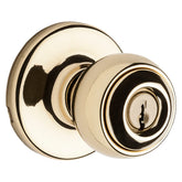 Kwikset 450P 3POLO Storeroom Keyed Entry Knob, Polished Brass, 3 Grade, Reversible Hand